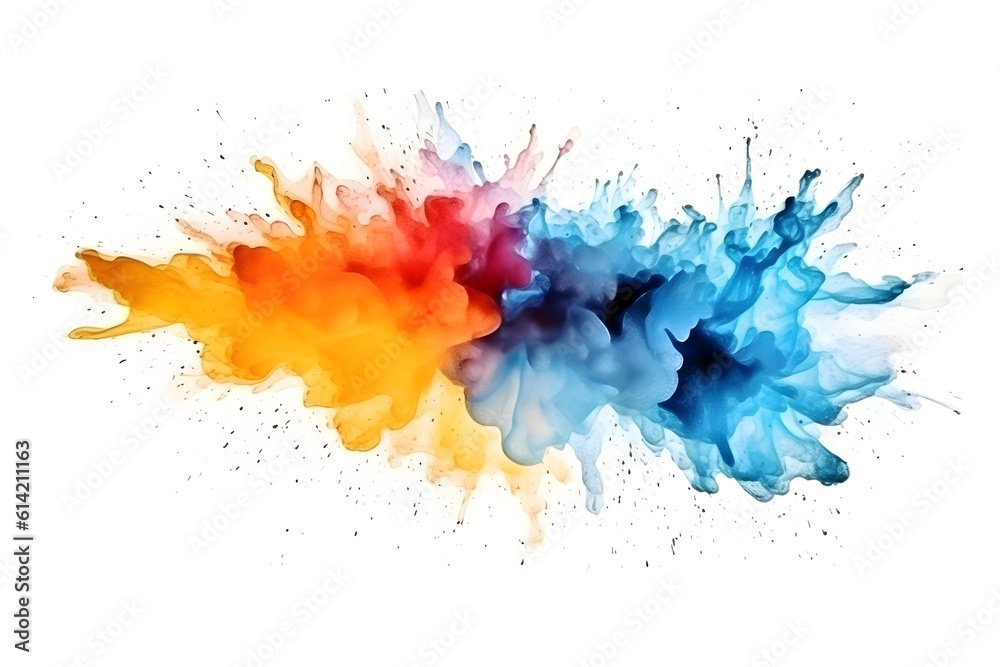 Abstract watercolor, colorful splash, isolated on white background, created with Generative AI technology.