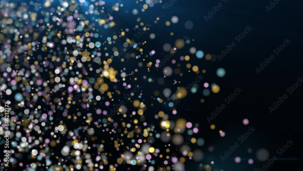 Colorful particles abstract background dust bokeh glitter awards dust. 4k seamless loop 