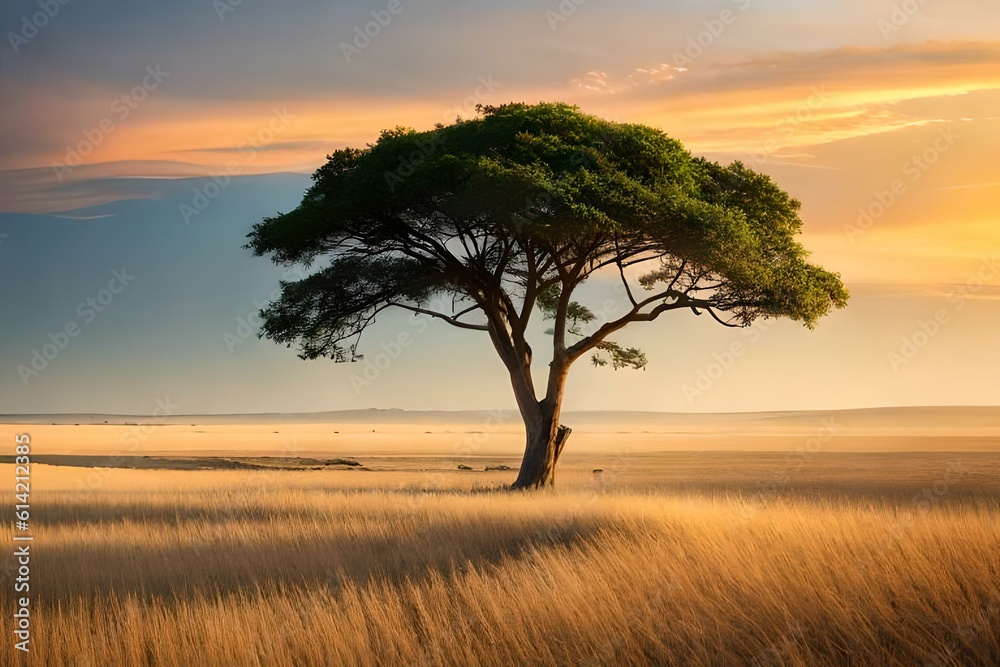 sunset in the steppe