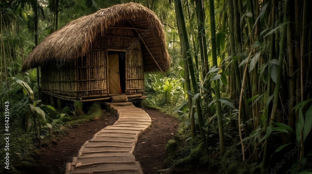 house mado of bamboo in the jungle house mado of bamboo in the jungle