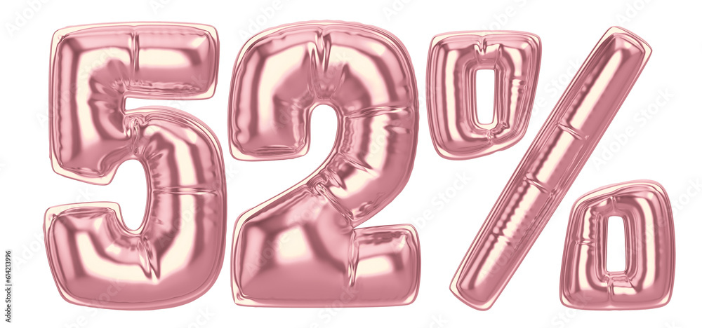 52 Percent Gold Balloon 3D Number 52 Percent Gold Balloon 3D Number
