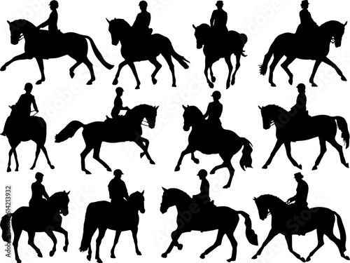 Set of Horse Dressage Silhouette