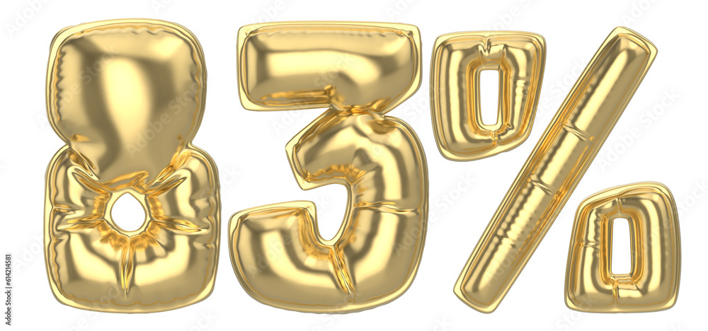 83 Percent Gold 3D Number 83 Percent Gold 3D Number