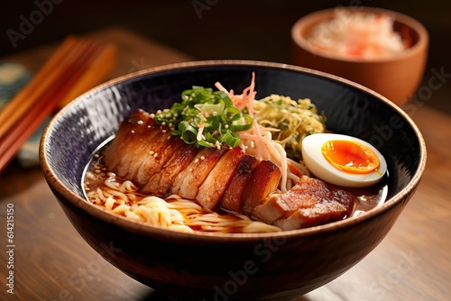 Ramen, piping hot bowl with soft-boiled egg (Ai generated)