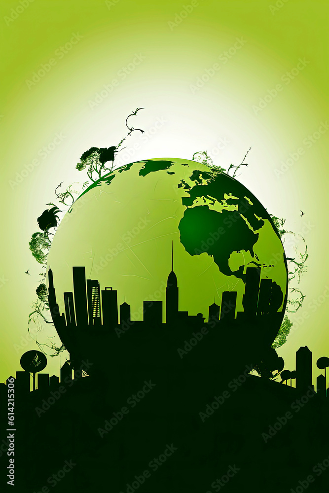 Generative AI illustration of finances for companies dedicated to green finance. Illustration of a green globe related to clean energy and the sustainability of the planet Protecting the environment