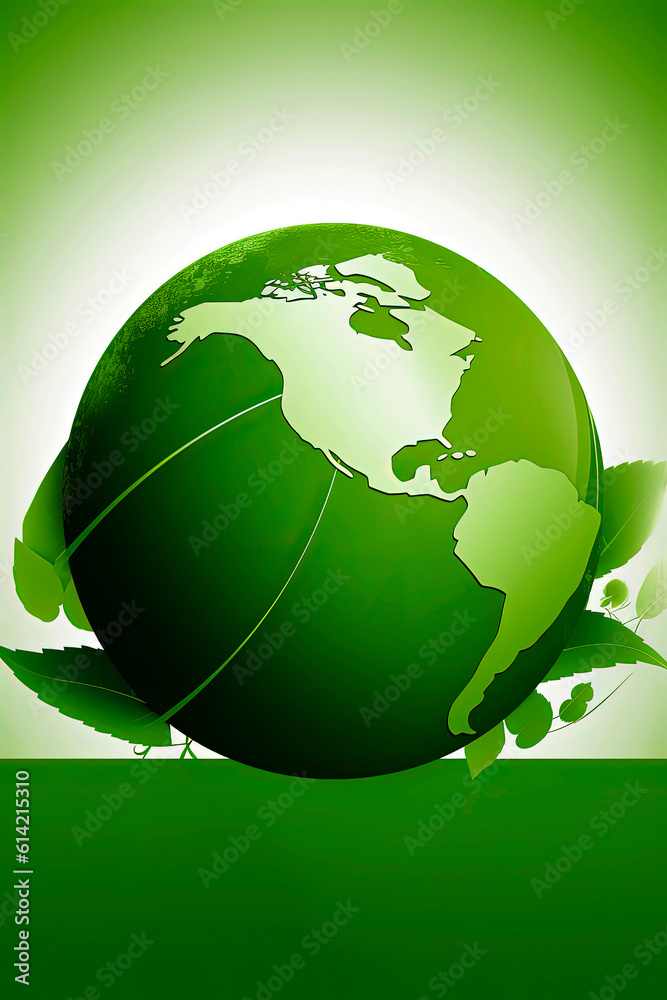 Generative AI illustration of finances for companies dedicated to green finance. Illustration of a green globe related to clean energy and the sustainability of the planet Protecting the environment