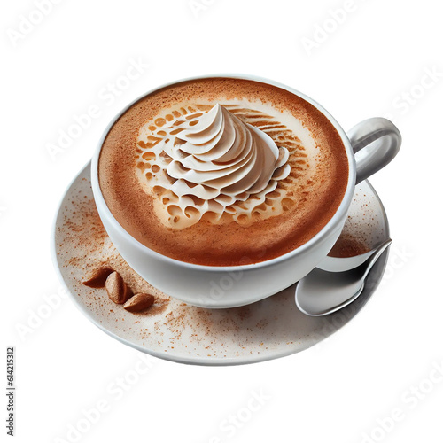 Cappuccino in a Cup, 3d render, on Isolated transparent background