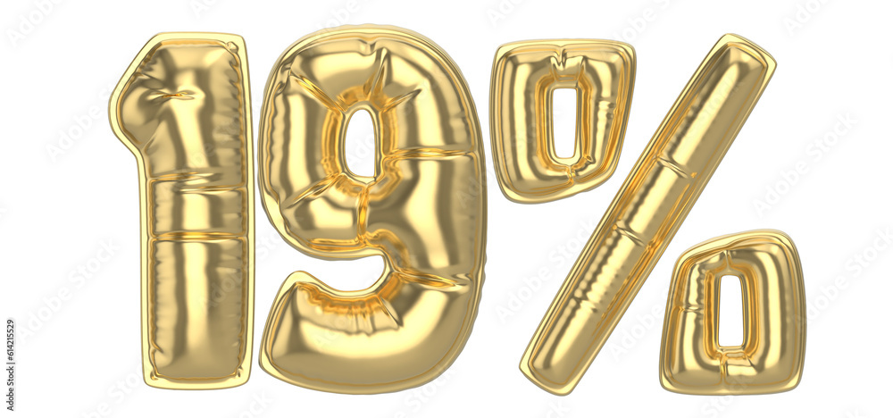 19 Percent Gold 3D Number 19 Percent Gold 3D Number