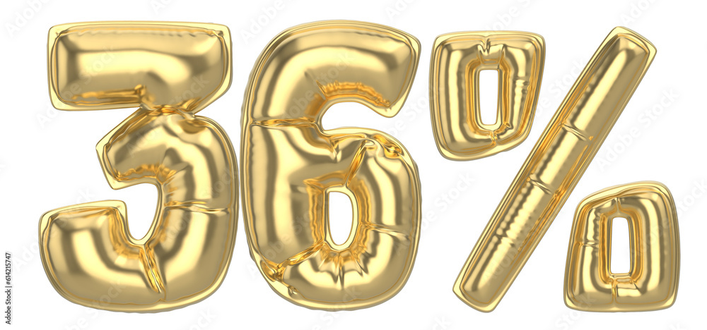 36 Percent Gold 3D Number 36 Percent Gold 3D Number