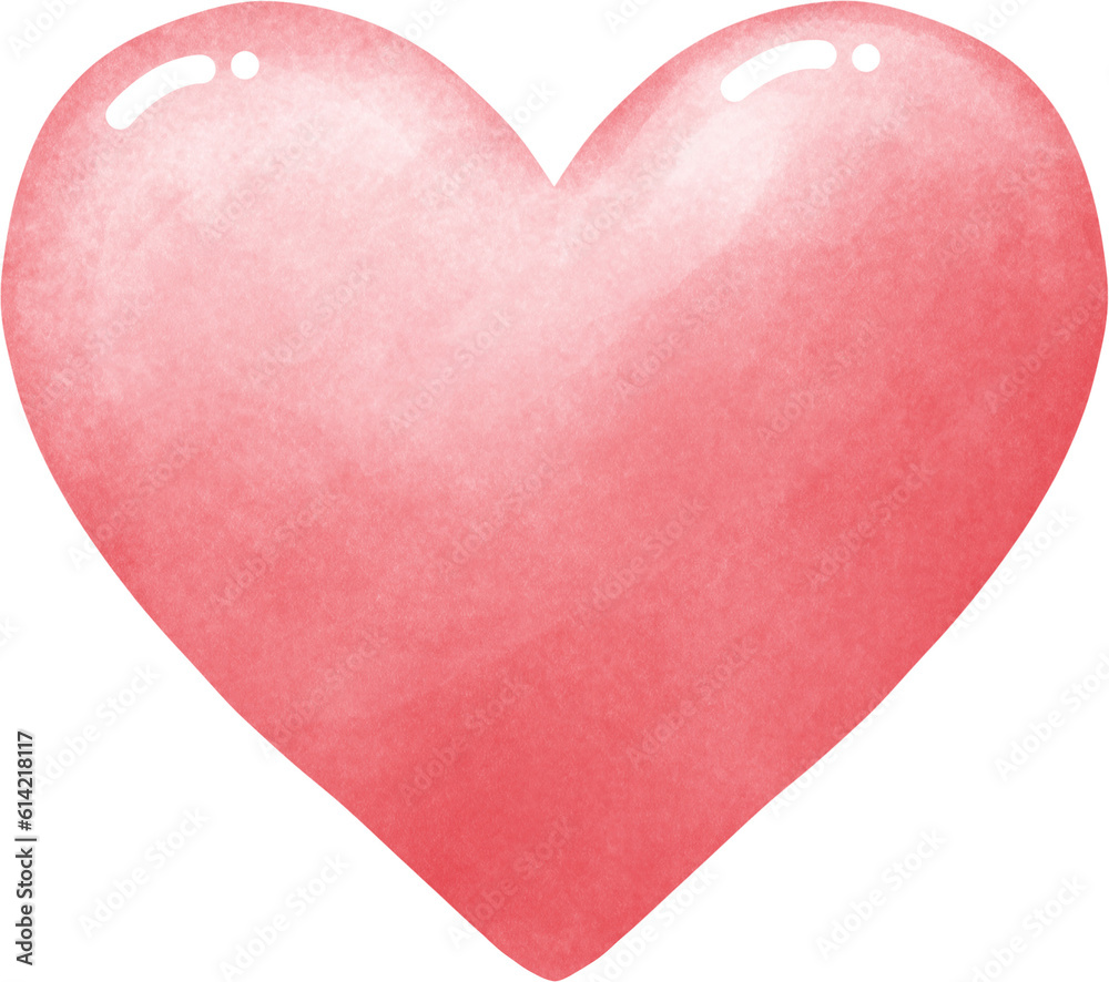Cute pink heart, hand drawn illustration