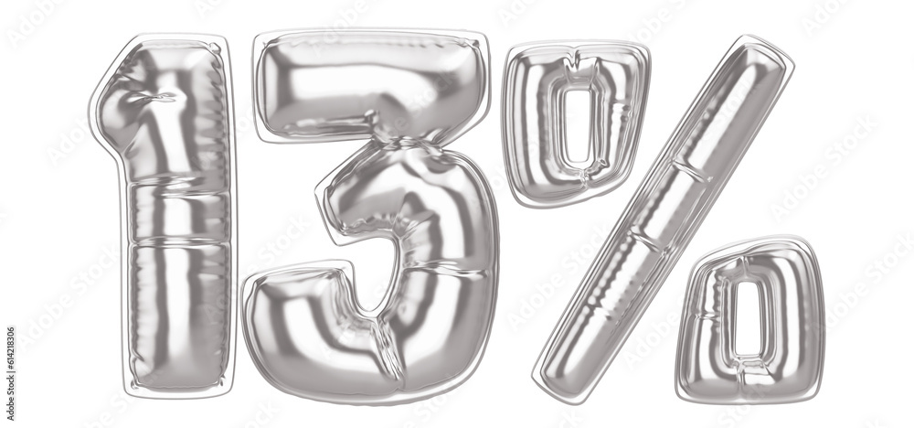 13 Percent Silver Balloon 3D Number 13 Percent Silver Balloon 3D Number