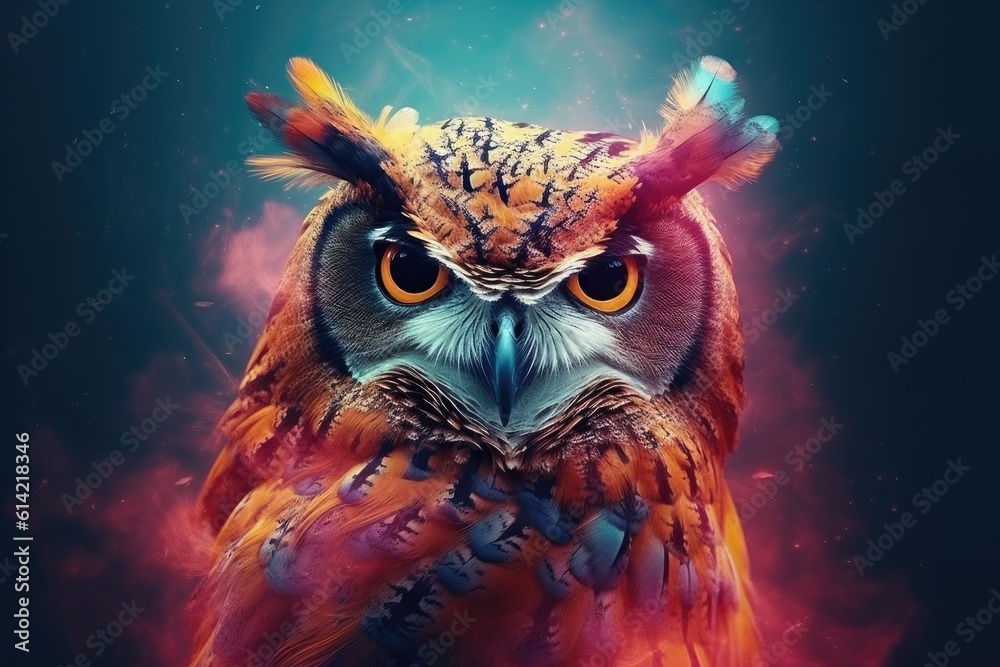 An Owl with colorful paint. Generative ai An Owl with colorful paint. Generative ai