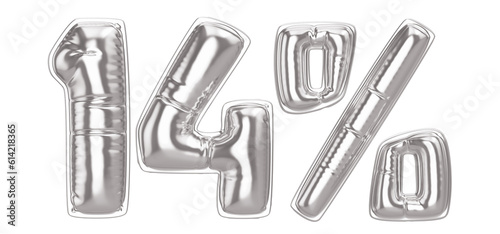 14 Percent Silver Balloon 3D Number © Graphic123