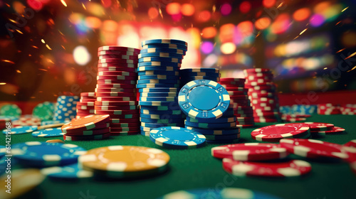 Gambling chips a glistening backdrop