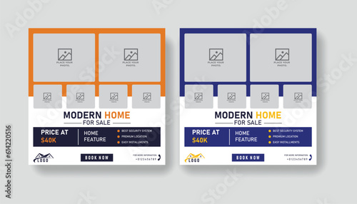 Post Template Real Estate Business Marketing Social Media Banner and square banner. Editable Promotion corporate Web Banner Stories Ads