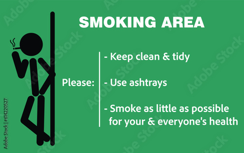 Smoking area sign vector in stickman style. Stick figure attention symbol.