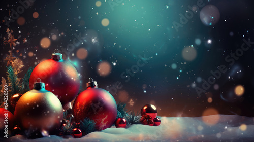 christmas background with balls and snowflakes. generative AI