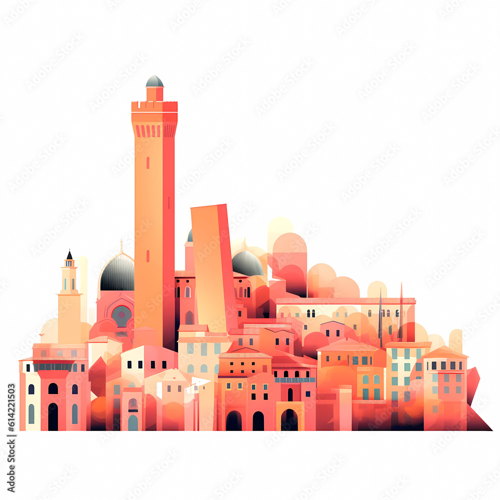 Illustration of beautiful view of Bologna, Italy