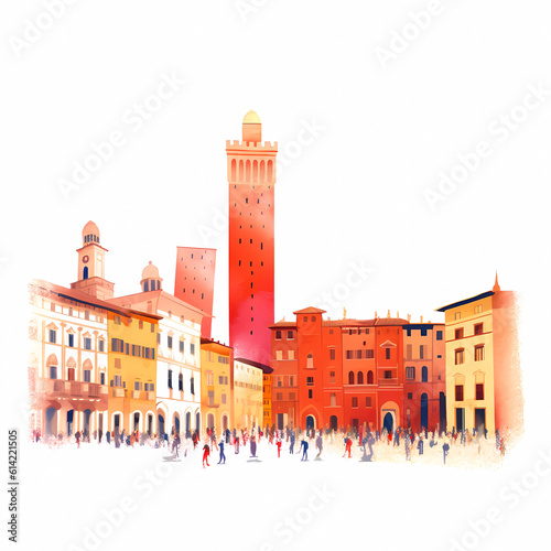 Obraz na płótnie Illustration of beautiful view of Bologna, Italy w salonie
