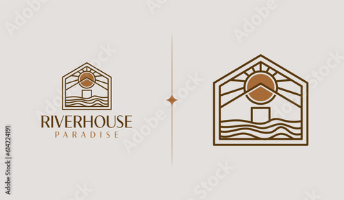 Beach House Resort Logo. Universal creative premium symbol. Vector sign icon logo template. Vector illustration