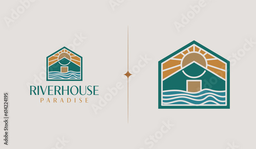 Beach House Resort Logo. Universal creative premium symbol. Vector sign icon logo template. Vector illustration