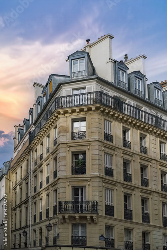 Paris, beautiful buildings, in the Marais, in the historic center 
