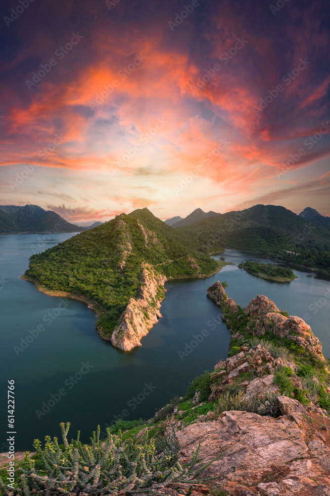 Unique and amazed nature scenic landscape of Bahubali Hill near Udaipur. Rajasthan. India. Tourism beautiful destination place. Discover the beauty of earth. Open world after covid-19