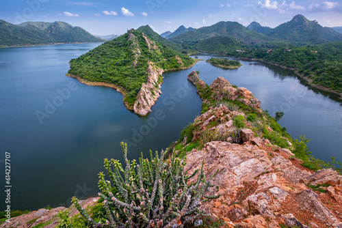 Unique and amazed nature scenic landscape of  Bahubali Hill near Udaipur. Rajasthan. India. Tourism beautiful destination place.  Discover the beauty of earth. Open world after covid-19