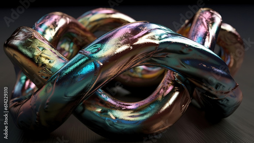 Interconnected glass and metal items with a distressed appearance. Generative Ai