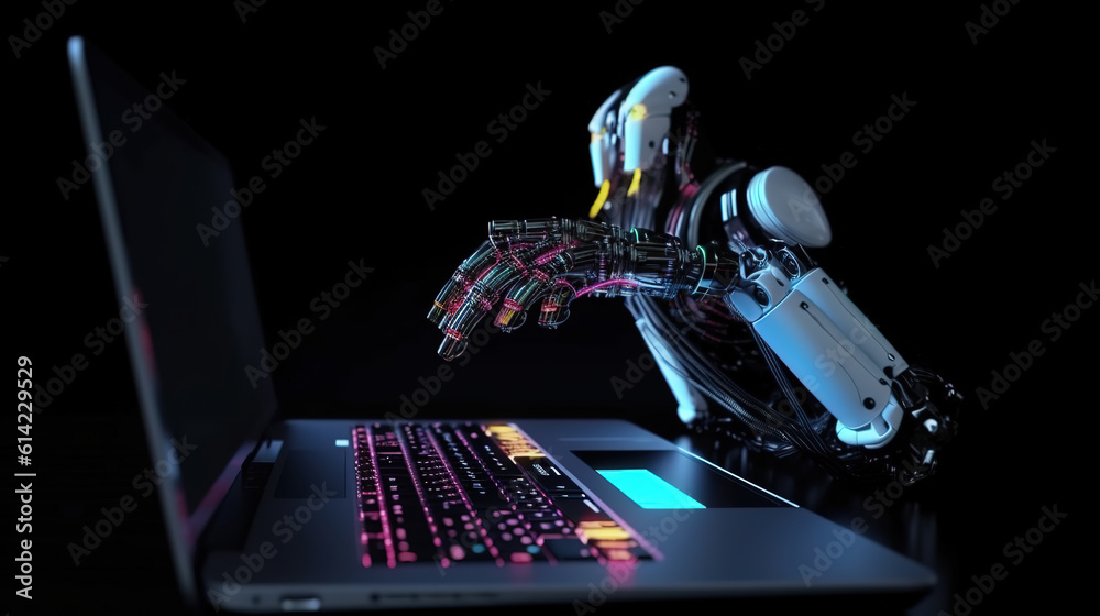 A Robotics Engineer Using a Laptop Computer. Generative Ai