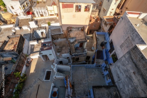 Roof top view of Udaipur city, Lake palace, Lake Pichola. Rajasthan, Discover the beauty of India. Open world after covid-19 photo