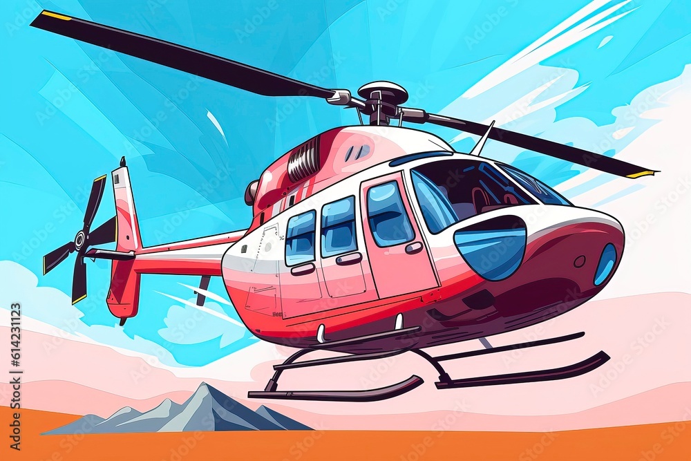 Helicopter Illustration. Transportation illustration. Generative AI Helicopter Illustration. Transportation illustration. Generative AI