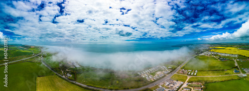 Obraz na plátně Scenic aerial drone view of Samphire Hoe Country Park cliffs, Dover, south Engla