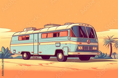Land yacht Illustration. Transportation illustration. Generative AI