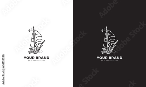 Sailboat logo design, line art style, vector graphic	