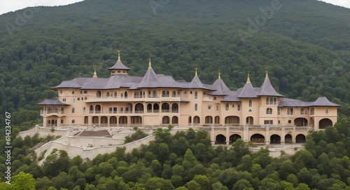 palace on the mountain. ai generation.