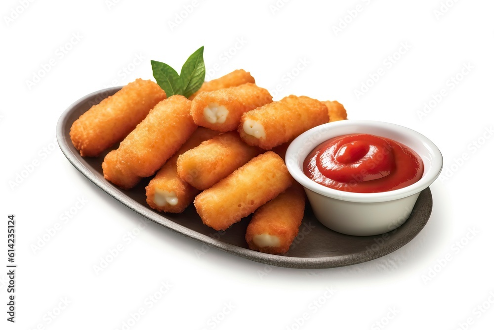 Mozzarella sticks illustration. Food illustration. Generative AI Mozzarella sticks illustration. Food illustration. Generative AI