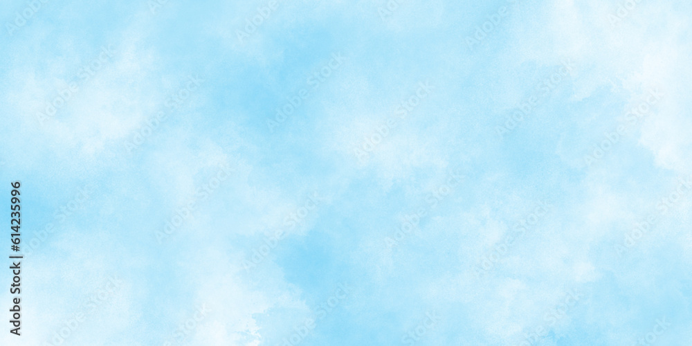 Abstract Creative and decorative blurred hand-painted and cloudy wet ink effect sky blue color watercolor background with stains and used as wallpaper, cover, card and design.