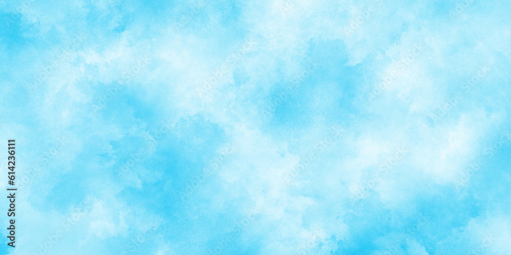 Abstract Creative and decorative blurred hand-painted and cloudy wet ink effect sky blue color watercolor background with stains and used as wallpaper, cover, card and design.