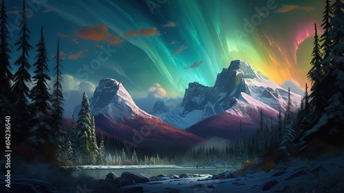 Admire the breathtaking colors of the Aurora Borealis. Generative Ai
