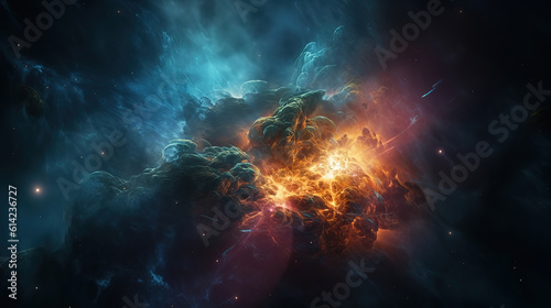 The Orion Nebula and Running Man Nebula. Generative Ai