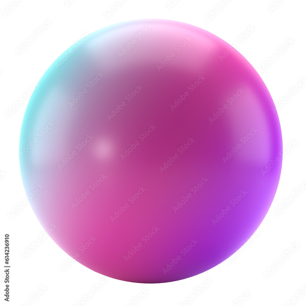 3d ball icon metal sphere geometric shape. Realistic glossy turquoise and lilac gradient luxury template decorative design illustration. Minimalist bright circle volumed round mockup isolated transpar