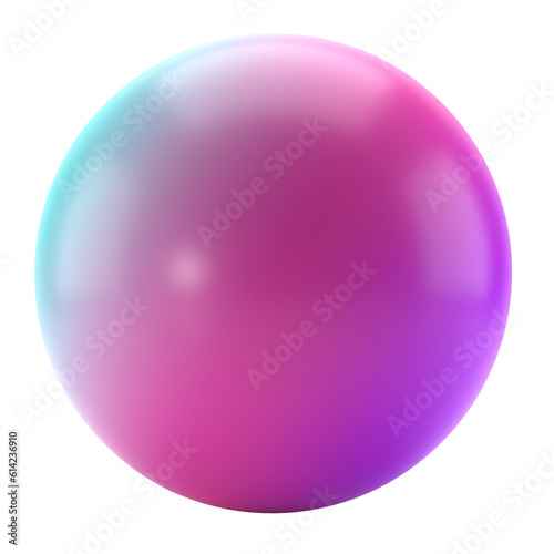 3d ball icon metal sphere geometric shape. Realistic glossy turquoise and lilac gradient luxury template decorative design illustration. Minimalist bright circle volumed round mockup isolated transpar