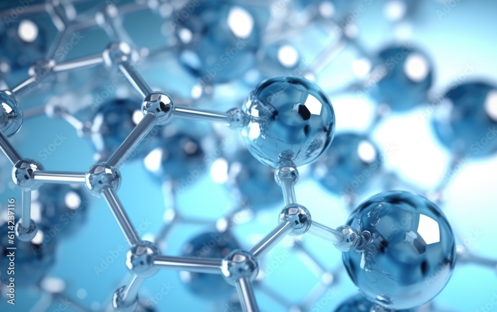Blue molecule medical science background. Generative AI Blue molecule medical science background. Generative AI
