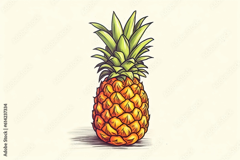 Pineapple illustration. Fruit illustration. Generative AI Pineapple illustration. Fruit illustration. Generative AI