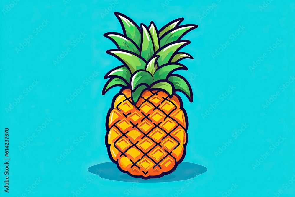 Pineapple illustration. Fruit illustration. Generative AI Pineapple illustration. Fruit illustration. Generative AI