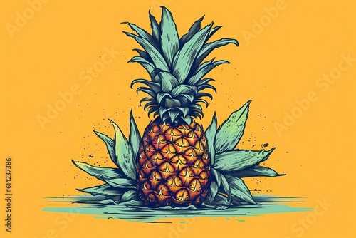 Pineapple illustration. Fruit illustration. Generative AI