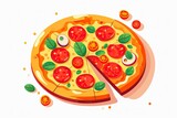 Pizza Illustration. Food illustration. Generative AI