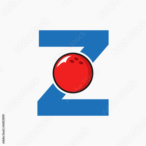 Bowling Logo Design On Letter Z Concept. Bowling Sport Logotype Symbol