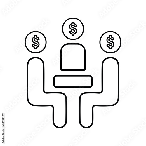 Employee cost and salary icon. Line, outline design.